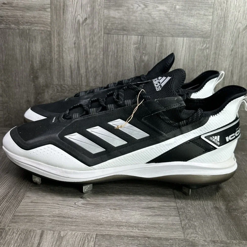 Adidas Icon 7 Boost Baseball Cleats Mens 15 Black White Metal Spikes NEW FY4178